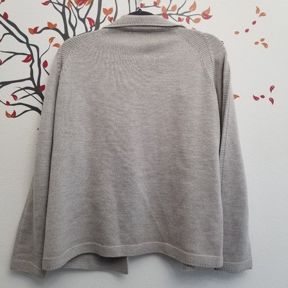 MaxMara Light Grey 100% Virgin Wool Knit Open Front Cardigan Medium - Picture 3 of 6
